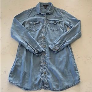 Forever 21 Denim Long Sleeve Mini Shirt Dress